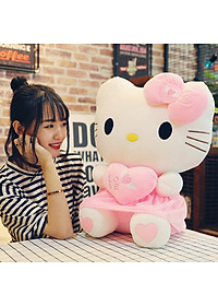 Gấu Bông Mèo Kitty Ôm Tim Siêu Dễ Thương (25cm--->60cm) Hàng Cao Cấp Loại 1 Chất Lượng Cao, An Toàn Cho Trẻ Nhỏ