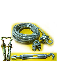 Dây phơi quần áo Phi 5mm Dài 8m, Tặng 2 khóa cáp, 1 tăng đơ, 2 nở móc