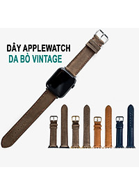 Dây đồng hồ dành cho AW da bò Vintage D116 - Hàng khâu tay thủ công cao cấp