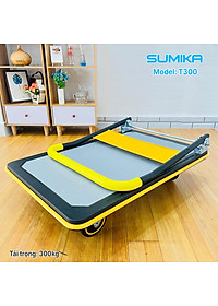 Xe đẩy hàng 4 bánh SUMIKA T300 - Khung thép, tay cầm gấp mở tiện lợi, tải trọng 300kg