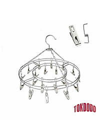 Móc Treo Quần Áo, Móc Phơi Đồ Trẻ Em Inox Kẹp Chống Rơi Kiểu Tròn 20 Kẹp Thương Hiệu TOKDODO