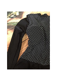 Bộ bơi tay dài nữ đen chấm bi xinh xắn hàng cao cấp kín đáo- tôn dáng - không lo bị nắng ăn-CÓ TẶNG KÈM MÚT & QUẦN VÁY