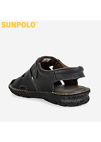 Xăng Đan Bít Mũi, Giày Sandal Nam Quai Ngang Da Bò Cao Cấp SUNPOLO SDA020 (Đen)