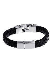 Stainless Steel Braided Leather Bracelet for Men Bangle Wrap  Clasp