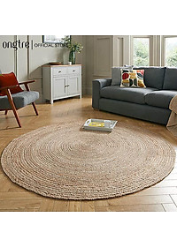 Thảm trải sàn tròn ONGTRE bằng Cói trang trí nhà cửa chụp ảnh nhiều kích thước 60/80/100/120/150/180cm