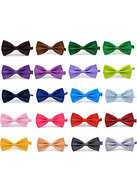 Men Pre-tied Bow Tie Solid Color Gold Tip Bowties Business Wedding Party 