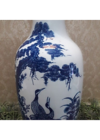 Cặp Lộc Bình, lọ hoa sứ bát tràng cao 38 cm ( cá chép, tùng hạc, chim công,  tùng và hoa mẫu đơn),  (giao ngẫu nhiên)