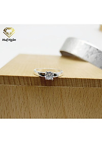 Nhẫn bạc 925 Huệ Ngân - Mặt trơn đá 5li RS104