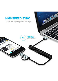 Bộ 2 Dây cáp sạc nhanh 2 in 1 Type-C và Micro USB dài 120CM hiệu CHOETECH MIX00021 (sạc nhanh 3A, sạc nhiều thiết bị, chip sạc thông minh, 1 dây lò xo & 1 dây thẳng) - Hàng chính hãng