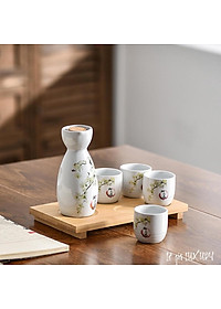 Bộ bình rượu gốm sứ Sakura phong cách Nhật Bản Cổ Điển, Bộ bình rượu Sake cao cấp