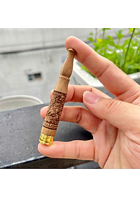 Tẩu Lọc Thuốc Bằng Gỗ Mun Khắc Rồng Phụng - TL016