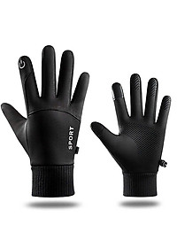 Găng tay nam mùa đông cảm ứng lót nỉ lông cực ấm lòng bàn tay chống trượt cao cấp GTN89