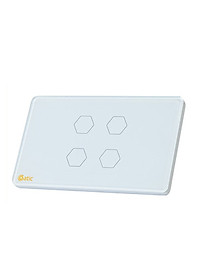 Công tắc thông minh HUNONIC DATIC 4 nút màu trắng - Điều khiển từ xa bằng điện thoại - Công nghệ 4.0