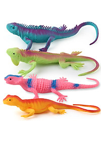 Hộp đồ chơi Tắc Kè Hoa giả Safari hoang dã 16 chi tiết (15~22 cm) mô hình trang trí có còi cao su dẻo dùng để troll bạn