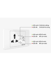 Ổ cắm máy bơm an toàn thương hiệu Rạng Đông Model: OC03.MB 16A, sử dụng nguồn cách ly điện áp thấp 5V đến phao điện tại các bể, an toàn cho người sử dụng