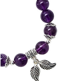 Vòng Tay Đá Thiên Nhiên Mix Charm Lá Bạc Size Hạt 8mm - Ngọc Quý Gemstones