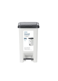 Thùng rác đạp chữ nhật Hiro 20L - trắng ghi