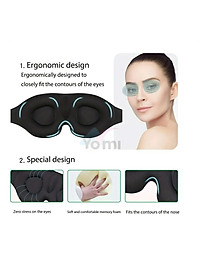 Bịt Che Mắt Ngủ 3D Kèm Bịt Tai Văn Phòng, Trên Xe Ô tô, Máy Bay, Thoáng Khí, Mềm Mại Cho Giấc Ngủ Ngon, Mặt Nạ Ngủ. Du Lịch Dã Ngoại Phượt Thiền MÀU ĐEN