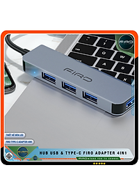 Hub USB 3.0 FIRO Và Hub Type C FIRO - Bộ Chia Cổng USB FIRO - HUB Chuyển Đổi Dành Cho Laptop, PC - Hỗ Trợ Sạc Pin, Kết Nối Đa Năng Ổ Cứng , Bàn Phím, Chuột, Máy In, Thiết Bị Ổ Chia USB - FIRO Type C Adapter 4in1 - Hàng Chính Hãng