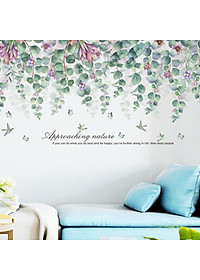 Sticker Giấy Dán Tường Decal Dán tường Mẫu Hoa Lá Cực Xinh ZH013