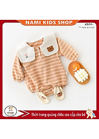 [121:H16] Body sọc ngang cổ thêu hoa và gấu hàng quảng châu đáng yêu cho bé gái