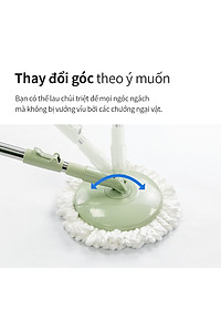 Bộ cây lau nhà Lock&Lock ETM498MITS2 SPIN MOP - Hàng chính hàng, xoay 360 độ và kèm 3 bông lau - JoyMall