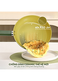 Chảo phủ sứ cao cấp Elmich Olive EL-5965OV nhiều size, Hàng chính hãng, dùng được mọi bếp - JoyMall