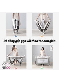 Nôi cũi vải gấp gọn đa năng umoo um-08108 chính hãng sang chảnh