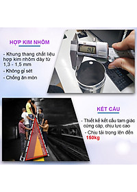 Thang nhôm rút đôi, có bánh xe di chuyển tiện lợi, thanh giằn khóa và thân thang an toàn, chiều cao từ 3,8m - 8m