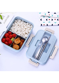 Hộp Cơm Văn Phòng Giữ Nhiệt Tiện Ích Hiện Đại 3 Ngăn Kèm Bộ Đũa Thìa INOX – Chất Liệu Lúa Mạch An Toàn Cho Sức Khỏe – Hàng Chính Hãng MINIIN