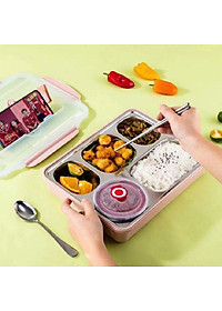 Hộp Cơm Văn Phòng 5 Ngăn Inox 304 Giữ Nhiệt Chống Tràn Có Giá Điện Thoại Tặng Thìa Đũa Cao Cấp- Hàng Chính Hãng MINIIN