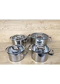 Bộ nồi và chảo chống dính vân đá inox 304 cao cấp Fivestar Plus 5 món nắp kính , tặng 1 vá canh