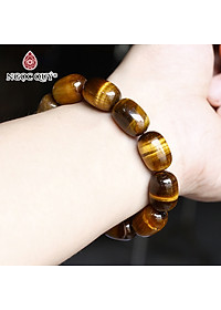 Vòng tay lu thống 13x18mm đá thạch anh mắt hổ vàng nâu mệnh thổ, kim - Ngọc Quý Gemstones