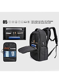 Balo du lịch Arctic Hunter chất liệu Oxford chống nước, có cổng USB - B00120