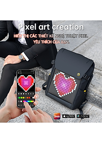 Balo Divoom – Pixoo Backpack-M có màn hình LED tùy chỉnh bằng APP, ngăn chứa lớn vừa Laptop 14 Inch, chống thấm nước cho hoạt động ngoài trời
