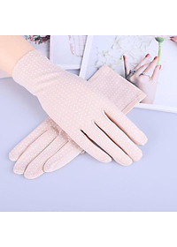 Găng tay chống nắng nữ ngắn chấm bi thật tay co giãn tốt- gang tay chong nang nu cham bi thoi trang