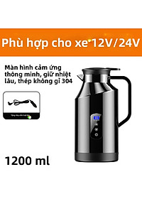 Bình Đun Nước Xe Hơi Chuyên Dùng Mẫu Mới 2026 Dung Tích 1200ML SUS304 12V/24V 200W Tự Ngắt Khi Sôi Dùng Cho Xe Tải Xe Khách Đường Dài