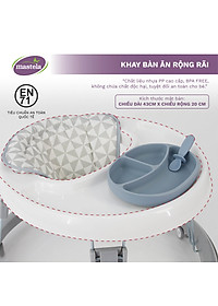 Xe tập đi cho bé có đồ chơi và nhạc Mastela W2002, bánh xe cao su hãm di chuyển theo quán tính siêu nhẹ xoay 360 độ mặt bàn ăn dặm, bánh xe silicon chống ồn - Tiêu chuẩn JIS Nhật Bản