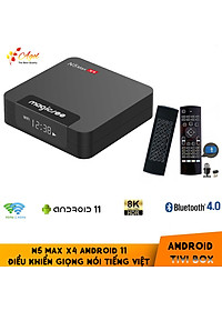 Android tivi box MAGICSEE N5 MAX X4 Ram 4G Android 11 điều khiển giọng nói kiêm bàn phím chuột bay có đèn nền dual wifi 2 băng tần bluetooth S905X4…