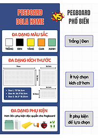 Bảng lỗ Pegboard Dola Home cao cấp kẹp bàn tiết kiệm diện tích không khoan tường để bàn phím, tai nghe, đồ dùng làm việc