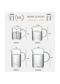 Cốc thủy tinh chia vạch có quai nắp gỗ, ca thủy tinh chia dung tích