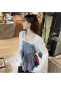 [L2M] Áo khoác len nữ cardigan dệt kim CHOÀNG NGANG LƯNG tay dài che khuyết điểm dễ phối đồ Quảng Châu