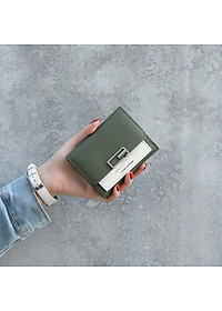 Bóp ví nữ mini gấp gọn cầm tay nút bấm chữ nhật cách điệu thời trang - Hàng cao cấp