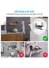 Combo 4 móc dán tường inox 304 HOBBY Home Decor TV160-4 có keo dán