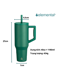 [Elemental chính hãng - Thương hiệu Mỹ] Ly giữ nhiệt Commuter Elemental 1180ml thép không gỉ có tay cầm combo ống hút trân châu