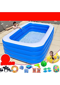 Bể Bơi To Mùa Hè 2.1 Mét 3 Tầng Tặng Kèm Dụng Cụ Bơm Đạp Chân Hồ Kích Cỡ To Cho Người Lớn Và Bé