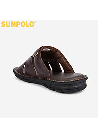 Dép Quai Ngang Nam Da Bò SUNPOLO AQN009 Quai bản rộng (Đen, Nâu)
