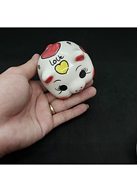 Combo 2 Con HEO ĐẤT Tiết Kiệm Gốm Men Sứ Bát Tràng cao cấp - Size MINI Màu TRẮNG SỮA, Heo Phong thủy Thu Hút Tài Lộc, May Mắn - Lợn Đất chưng bàn làm việc, bàn học, trang trí nội thất, giải hạn