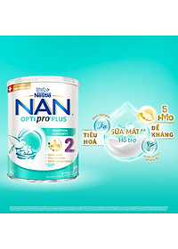 Sữa bột Nestlé NAN OPTIPRO PLUS 2 400g/lon với 5HMO Sản Xuất Tại Thụy Sĩ (6-12 tháng)