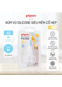 Núm vú cổ hẹp silicone siêu mềm Pigeon (2 cái/vỉ)